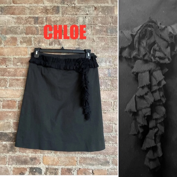 Gorgeous Vintage Chloe Black lined Wool Skirt made in France. Gorgeous Vintage Chloe Black lined Wool Skirt made in France.